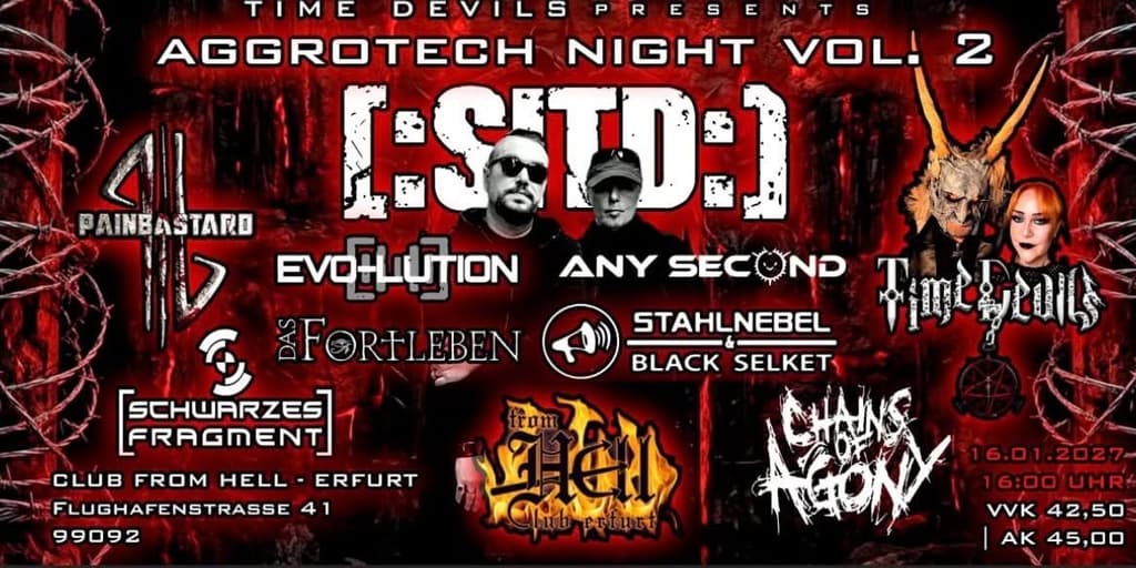 Flyer Aggrotech Night Vol. 2 – 16.01.2027, Club From Hell Erfurt